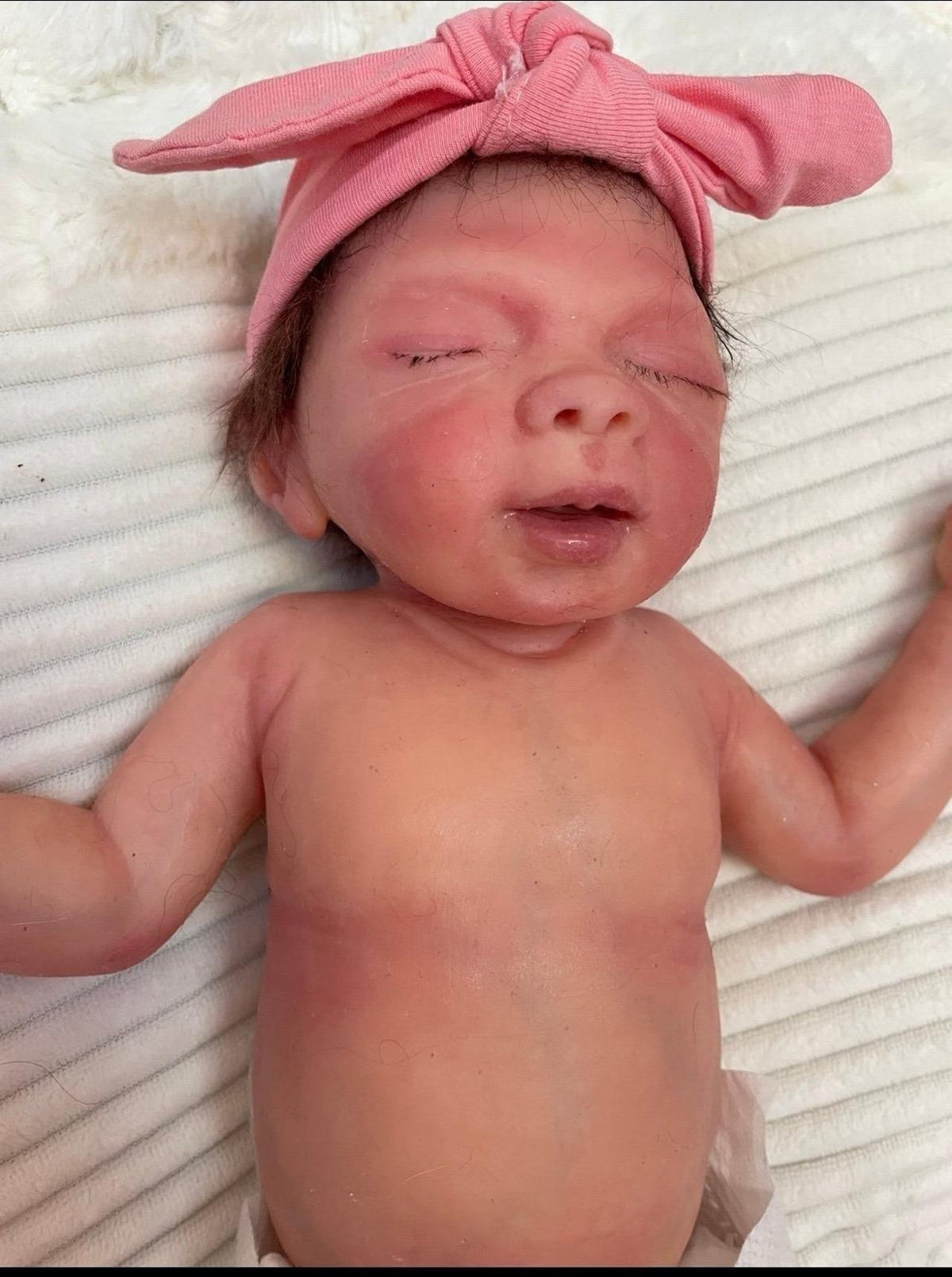 Full Body Silicone Reborn preemie Baby Girl 15” Drink And Wet Doll rooted hair