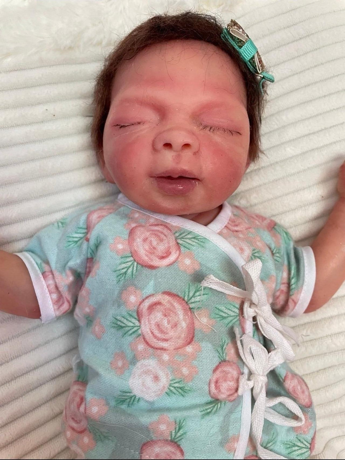 Full Body Silicone Reborn preemie Baby Girl 15” Drink And Wet Doll rooted hair