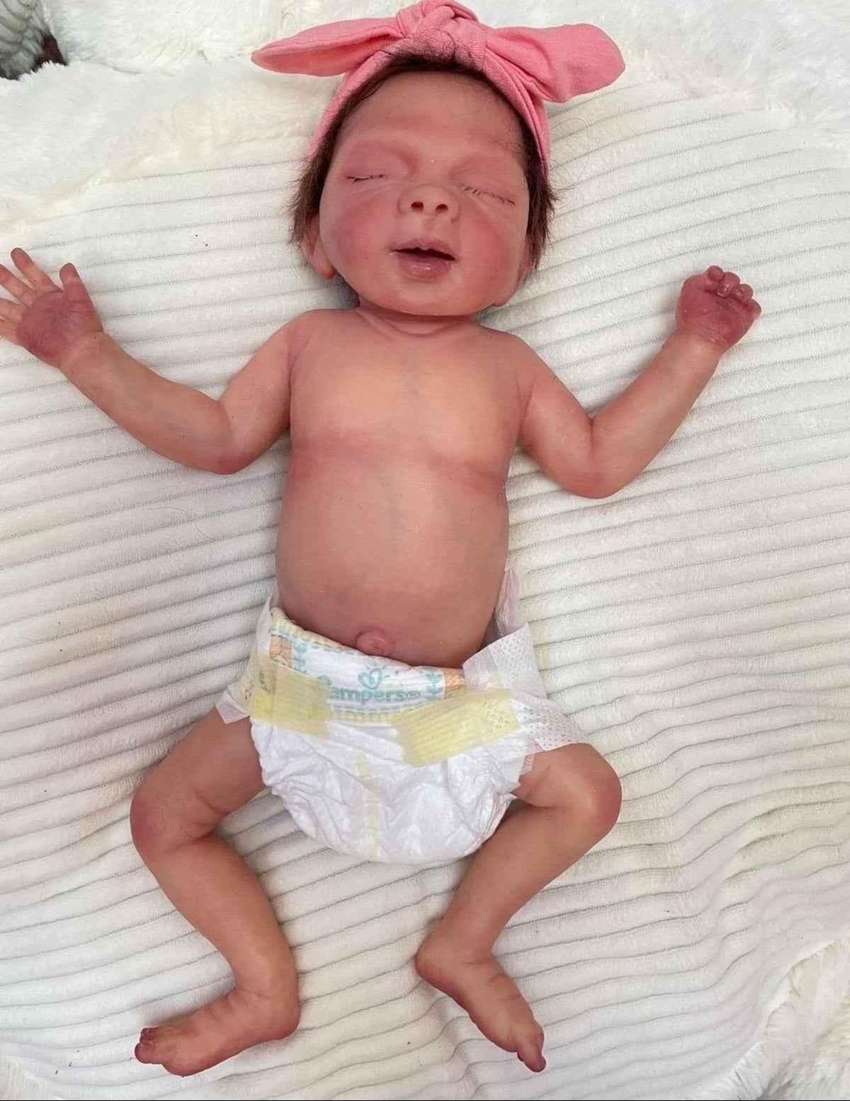 Full Body Silicone Reborn preemie Baby Girl 15” Drink And Wet Doll rooted hair