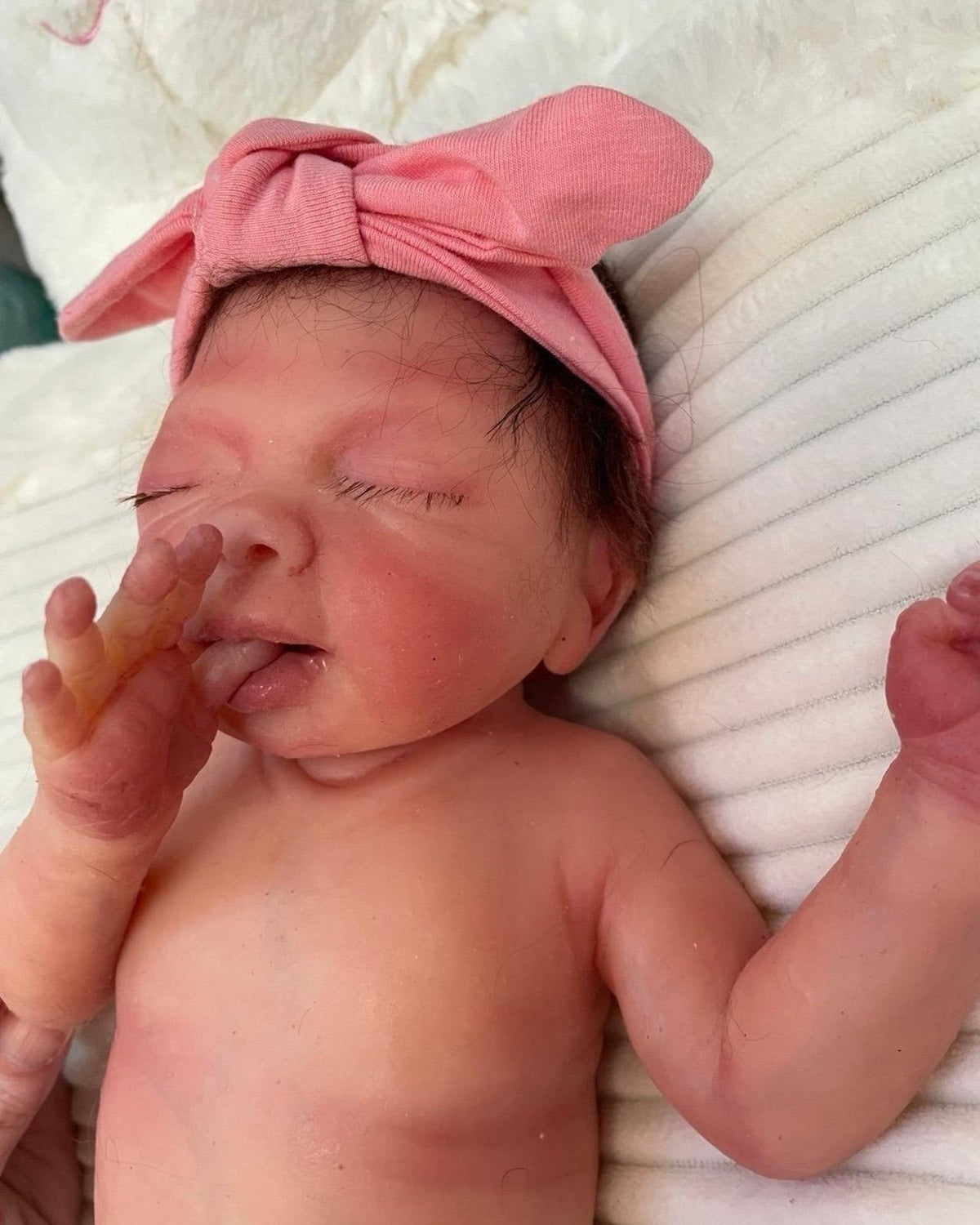 Full Body Silicone Reborn preemie Baby Girl 15” Drink And Wet Doll rooted hair