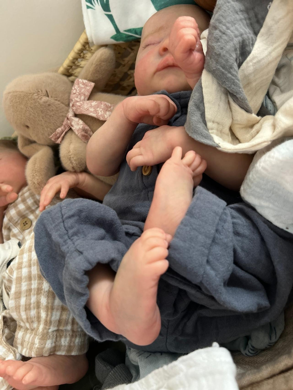 Luna & Leo -Twin sleeping silicone Reborn Baby Dolls set(17-inch) Ultra Realistic,Gift box +Bunny included