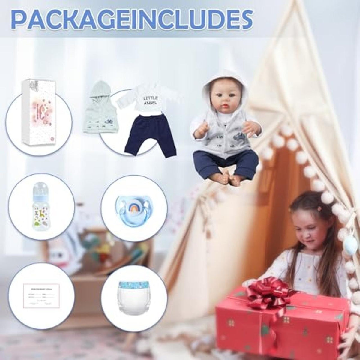 Lifelike Reborn Baby Dolls-18 Inch Realistic Newborn Baby Boy Weighted Cloth Bod