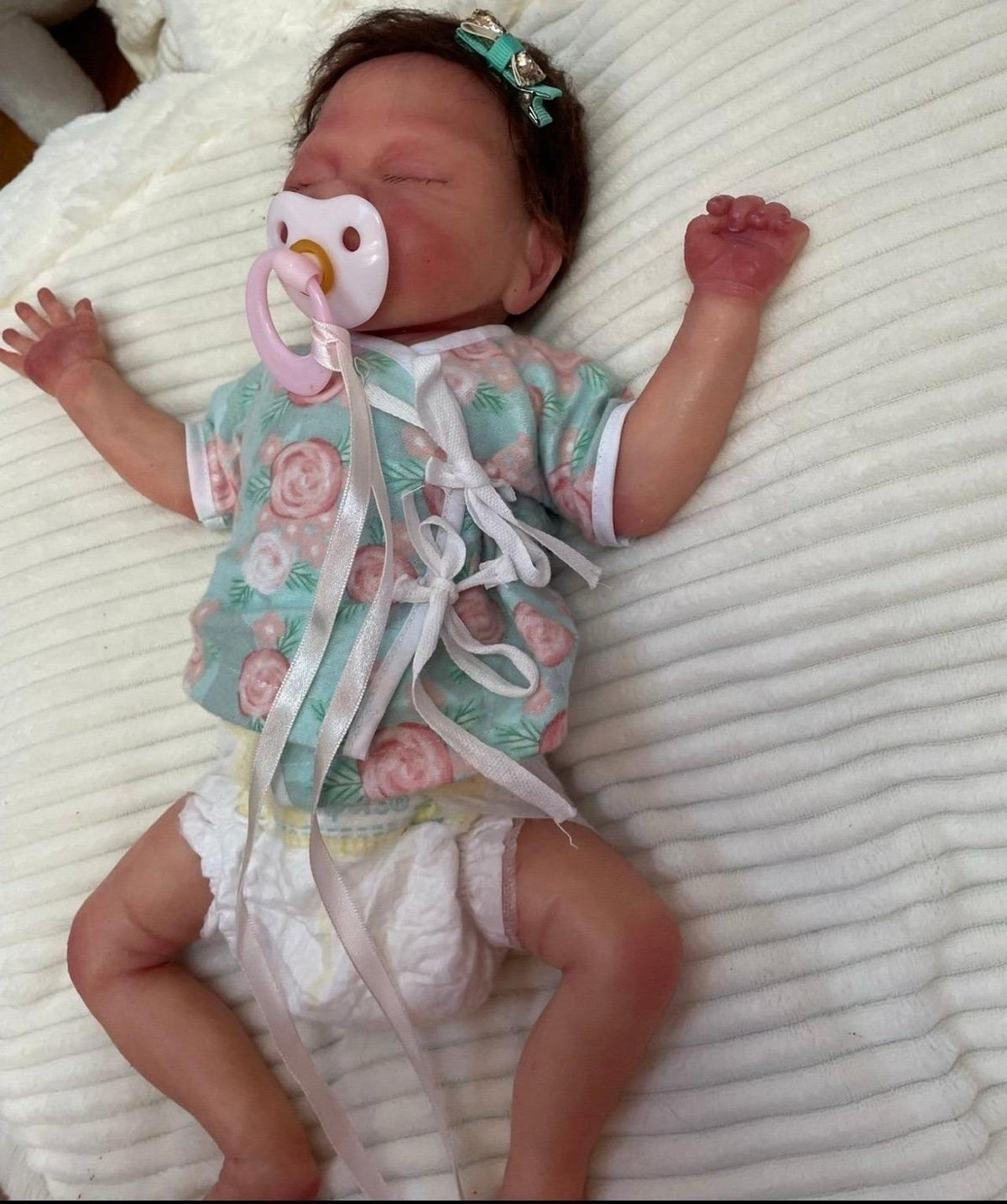 Full Body Silicone Reborn preemie Baby Girl 15” Drink And Wet Doll rooted hair